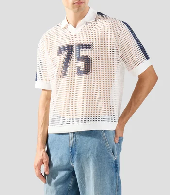 Playera tipo polo manga corta estampada Hombre