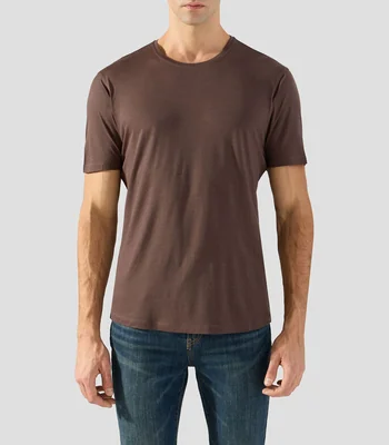 Playera de cuello redondo con manga corta lisa Hombre