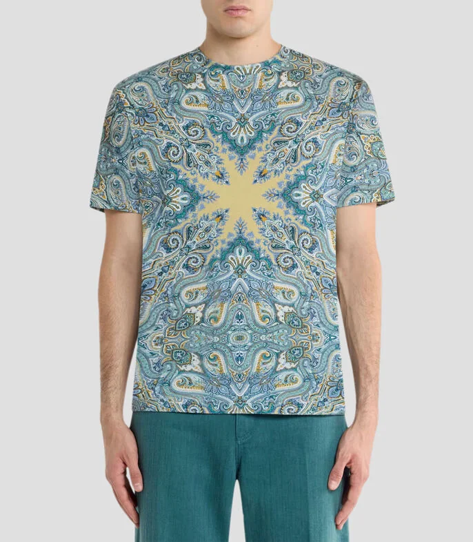 Playera de cuello redondo con manga corta estampada Hombre