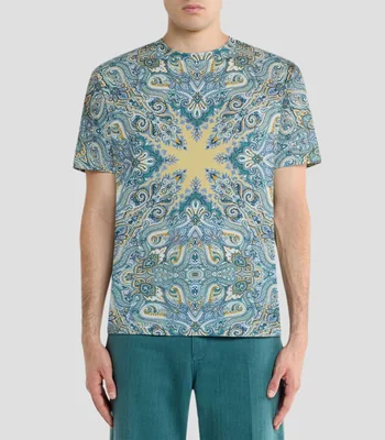Playera de cuello redondo con manga corta estampada Hombre