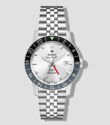 Reloj para Hombre GMT casual plateado, negro