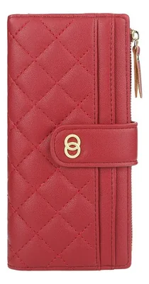 Cartera billetera de mujer con diseño acolchado y broche metálico