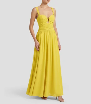 Vestido largo de fiesta liso Mujer