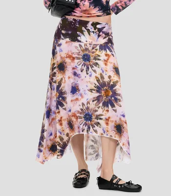 Falda midi de corte A con estampado Mujer