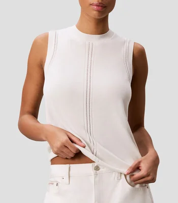 Top cuello redondo sin mangas fantasía Mujer