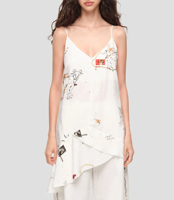 Top cuello V sin mangas fantasía Mujer