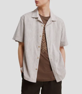 Camisa jaspeada manga corta Hombre