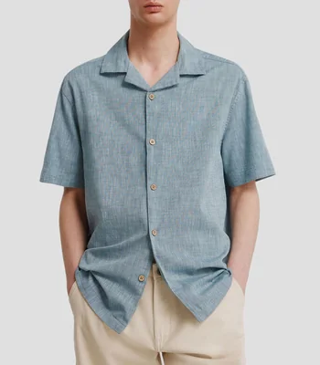 Camisa jaspeada manga corta Hombre