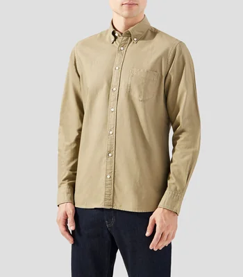 Camisa Lisa Manga Larga Hombre