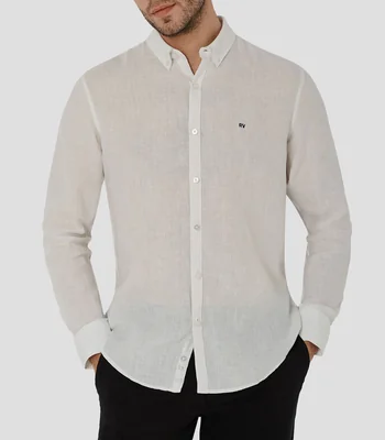 Camisa lisa manga larga Hombre