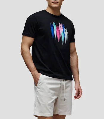 Playera cuello redondo manga corta estampada Hombre