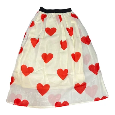 Falda Corte A Con Resorte En Cintura Diseño Corazones.