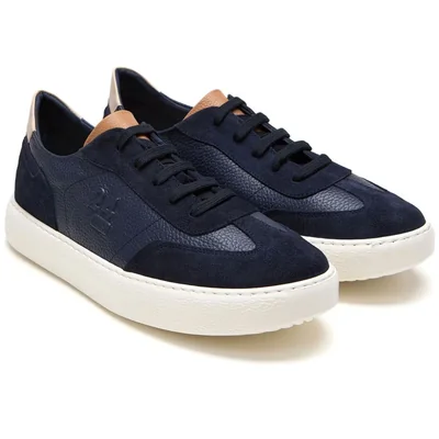 Tenis en Piel para Hombre, Color Azul 24Hrs