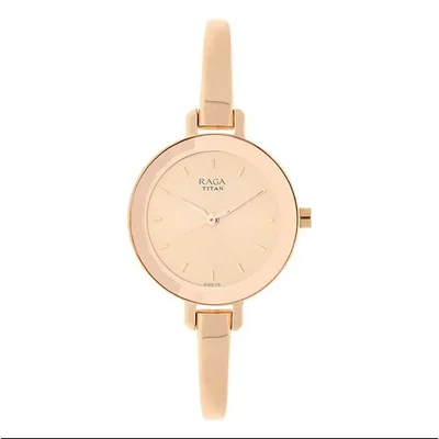 Reloj de pulsera Titan Raga Viva para mujer en oro rosa con pulsera