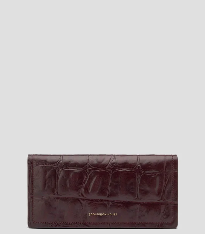 Cartera grande en piel con grabado efecto coco Mujer