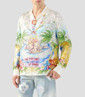 Camisa estampada con manga larga Hombre