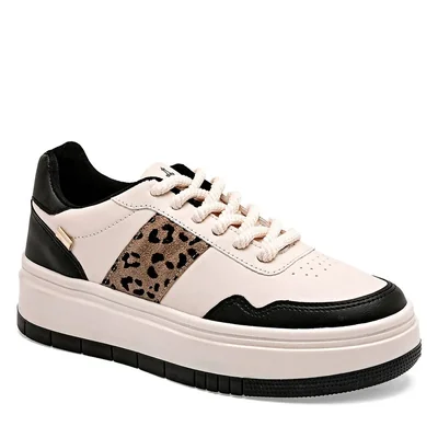Clasben Tenis urbano para mujer latte negro camel, código 124955-E