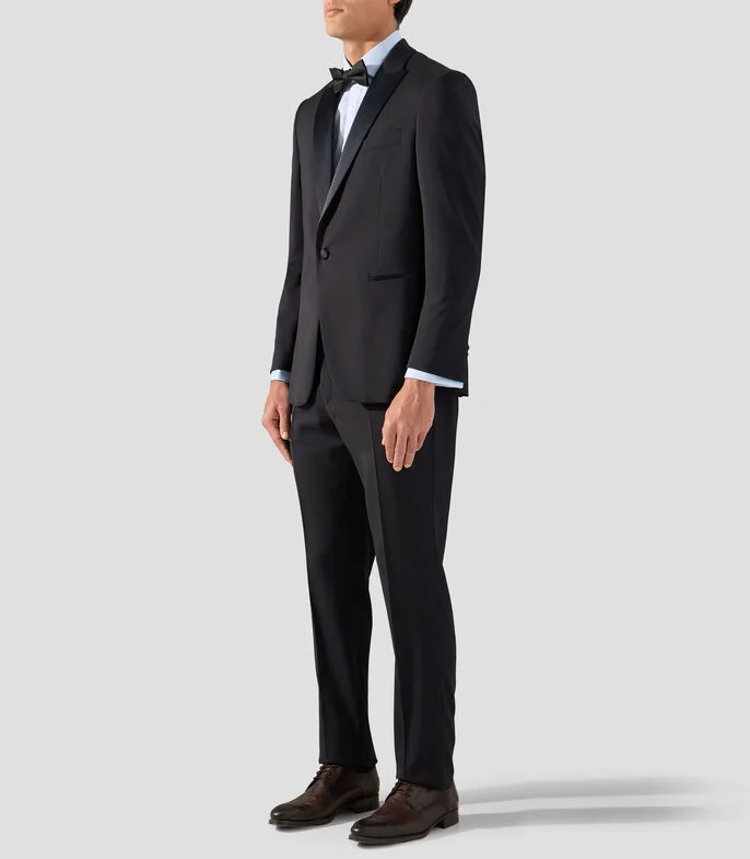 Smoking de lana corte regular liso Hombre