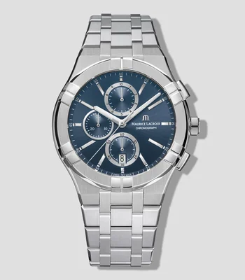 Reloj para Hombre Aikon Quartz Chronograph Casual, Plateado, Azul