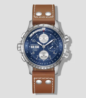 Reloj para Hombre Khaki Aviation X-Wind Day Date Autochrono deportivo plateado
