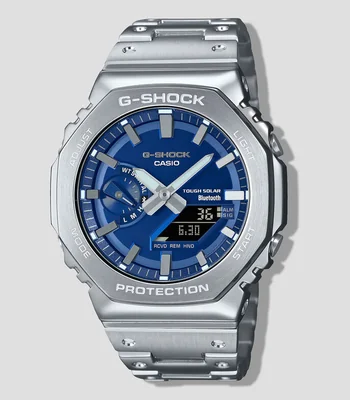 Reloj Híbrido para Hombre G-Shock Full Metal casual plateado, azul