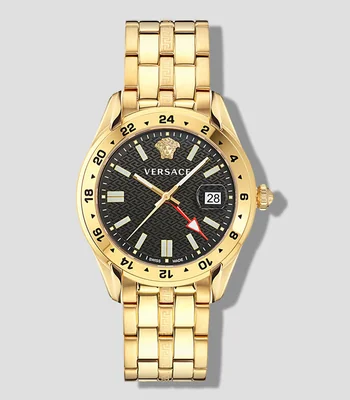 Reloj para Hombre Greca Time Gmt de vestir, Dorado