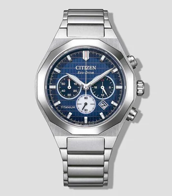 Reloj para Hombre Zenshin Senkei Super Titanium casual plateado, azul
