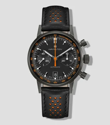 Reloj para Hombre Intra-Matic Auto Chrono deportivo negro, naranja
