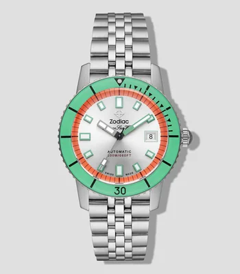 Reloj para Hombre Compression casual plateado, verde