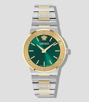 Reloj para Hombre Greca Logo Aereo de vestir Verde, Plateado