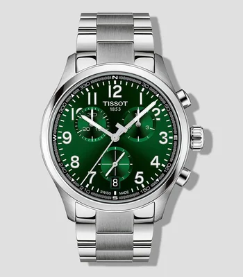 Reloj para Hombre Chrono L deportivo, Plateado/Verde