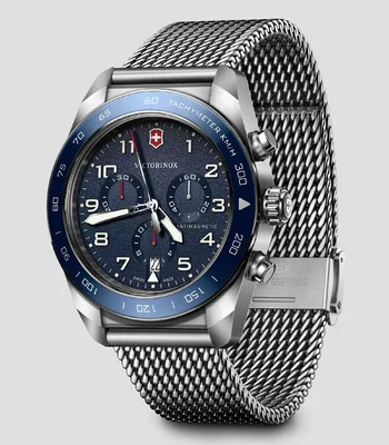 Reloj para Hombre Swiss Army Chrono casual plateado, azul