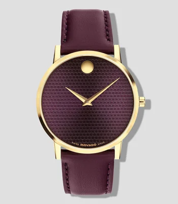 Reloj para Hombre Museum casual dorado, vino