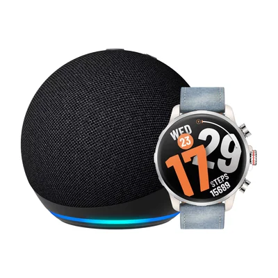 Combo Amazon Echo Dot 5ta Gen Negro + Kieslect Kr3 Dorado