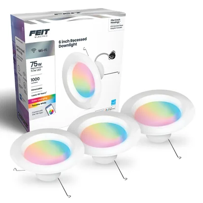 Bombillas Feit Electric Smart Empotradas De 6 Pulgadas Que Cambian De Color Paquete De 3 - Venta Internacional.