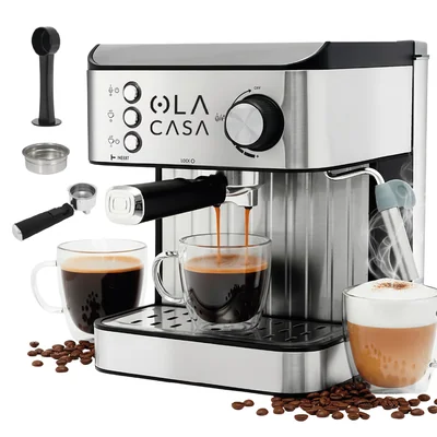 Máquina Cafetera Espresso Y Capuchino Ola Casa De Acero Inoxidable Con Vaporizador