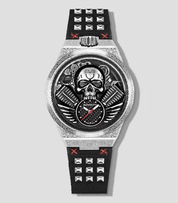Reloj para Hombre Skull Rider Casual, Plateado