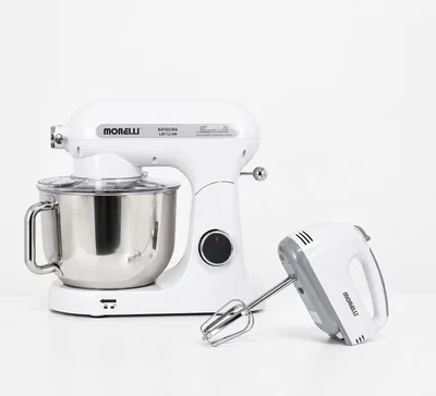 Batidora De Pie Morelli Color Blanca 6l 10 Velocidades + Batidora de Mano de Regalo