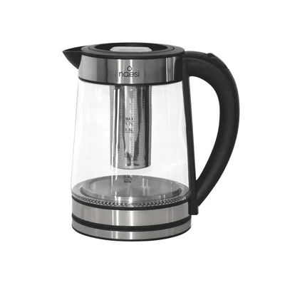 Tetera Con Infusor 1.7 L Vidrio Naesi An302 Negro