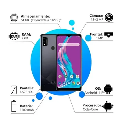 ZTE A51 BLADE 64GB AZUL DUAL CAMARA HUELLA 6.52" HD+
