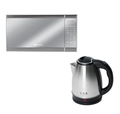 Combo Horno de Microondas Koblenz 0.7 Pies 1050 W Plata + Hervidora Electrica Lar / Fussion 1.5 L 900W Acero Inox ENDY