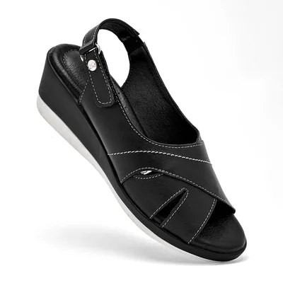 SANDALIA CONFORT SEMIABIERTO 6 CM MUJER Cruz Shoes 1605 NEGRO