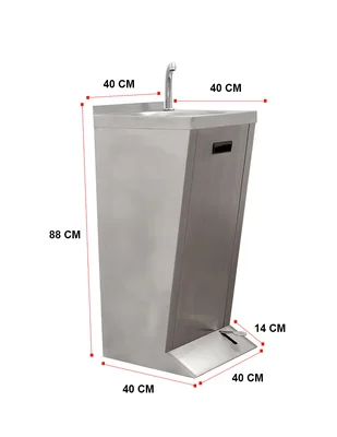 Lavamanos A Pedal Mindejal Lav-pdal Gris De Acero Inoxidable Con Piezas De Instalación