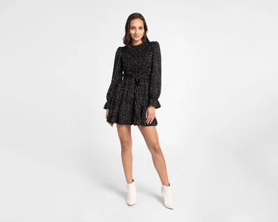 Vestido Sahara Casual Corto Negro para Mujer