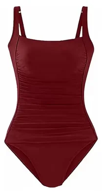 Traje De Baño Enterizo Mujer Escote Cuadrado Modelo Rojo L