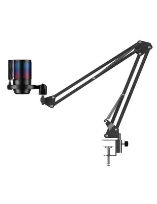 Micrófono gamer Havit Condensador GK50 PRO, RGB, Negro alámbrica