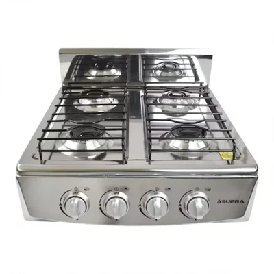 Parrilla de Gas Super Flama-Supra 4Q TITAN SIL 4 Quemadores Silver ORTY