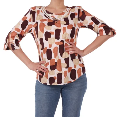 Blusa Estampada Cuello Redondo Manga 3/4 Foley's para Mujer