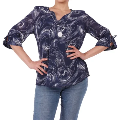 Blusa Cuello V Estampado Abstracto Foley's para Mujer