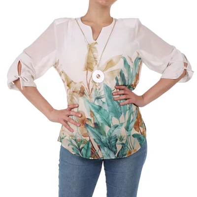 Blusa Estampado Tropical Mangas 3/4 Foley's para Mujer